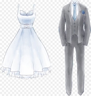 Wedding dress Watercolor painting Formal wear - Painted wedding and gray dress vector 