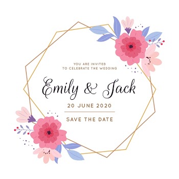 Wedding floral frame invitation card Free Vector