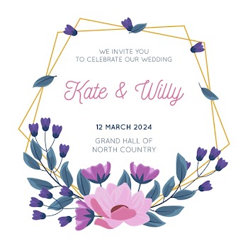 Wedding floral frame template Free Vector