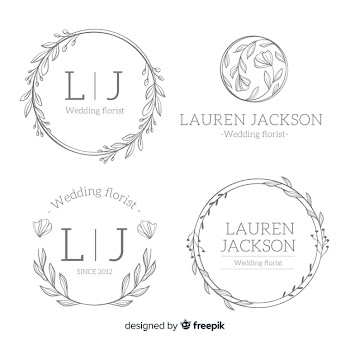Wedding florist logo templates collection Free Vector