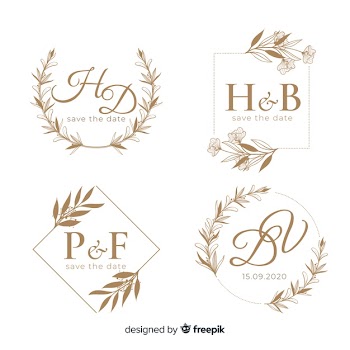 Wedding hand drawn floral logo template Free Vector