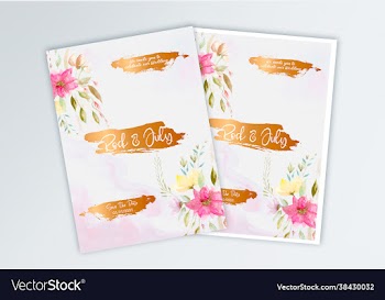 wedding invitation and menu template water color h
