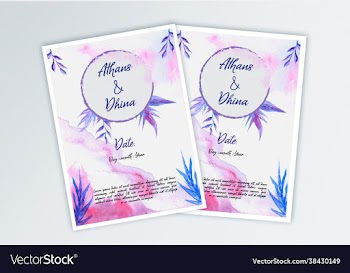 wedding invitation and menu template water color h