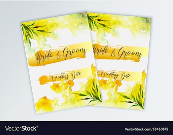 wedding invitation and menu template water color h