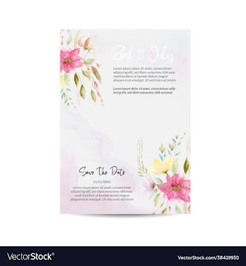 wedding invitation and menu template water color v