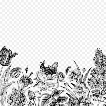 Wedding invitation Black and white Flower - Free flower sketch pull material 