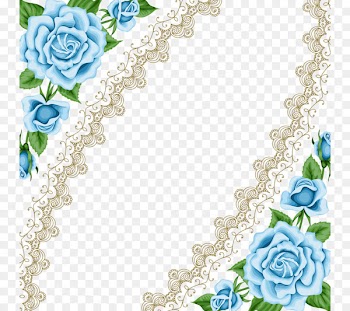 Wedding invitation Blue rose Picture frame - Rose border 