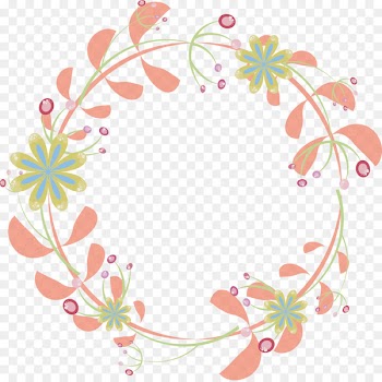 Wedding invitation Border Flowers - Pink flower rattan round border 