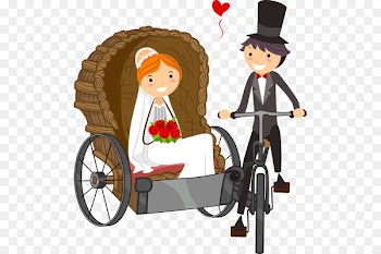 Wedding invitation Bride Clip art - The groom riding a rickshaw with the bride 