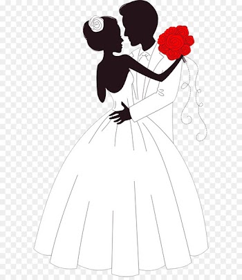 Wedding invitation Bride Illustration - Bride and groom embracing 