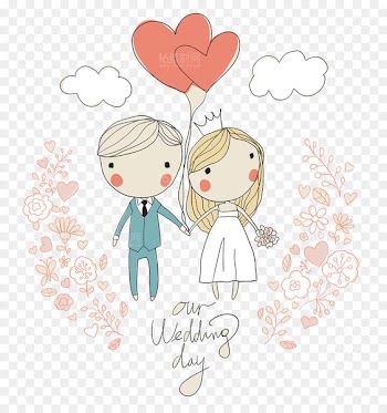 Wedding invitation Bride Illustration - Cute cartoon character design wedding 