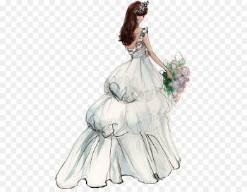 Wedding invitation Bride Wedding dress - Hand-painted bride 