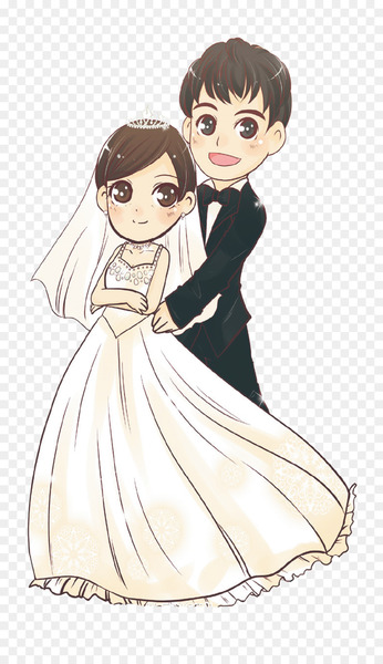 Wedding invitation Bride Wedding dress Marriage - Cartoon bride and groom 