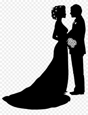 Wedding Invitation Bridegroom Clip Art - Bride And Groom Silhouette
