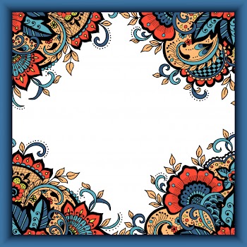 Wedding invitation card with  abstract floral elements in indian mehndi style. Free Vector