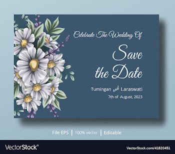 wedding invitation card with daisy flower