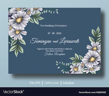 wedding invitation card with daisy flower