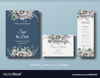 wedding invitation card with daisy flower