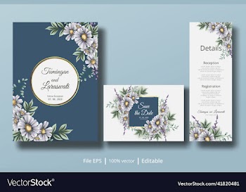 wedding invitation card with daisy flower