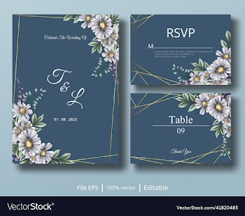 wedding invitation card with daisy flower