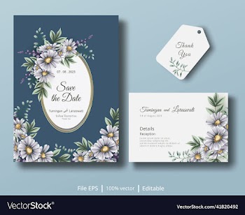 wedding invitation card with daisy flower