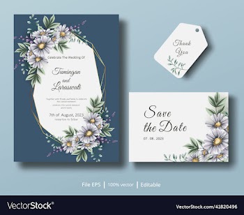wedding invitation card with daisy flower
