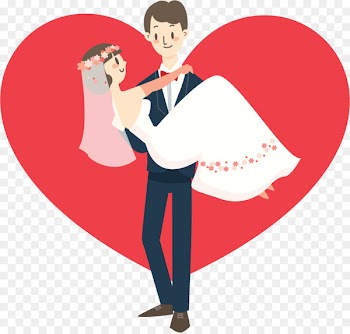 Wedding invitation Cartoon Bride - Red Love Princess hold 