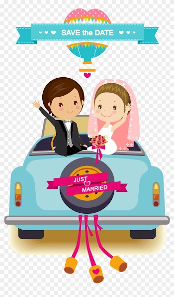 Wedding Invitation Cartoon Bridegroom - Cute Bride And Groom Vector