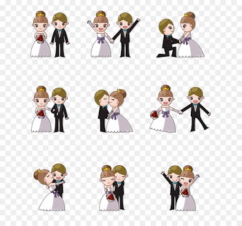 Wedding invitation Cartoon Clip art - Romantic bride and groom 
