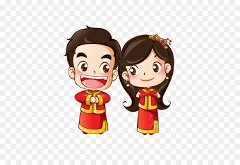 Wedding invitation Cartoon Drawing - Cartoon bride and groom 