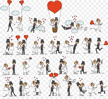 Wedding invitation Cartoon Illustration - Cartoon couple pictures 