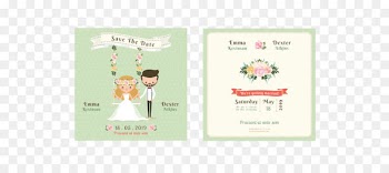 Wedding invitation Cartoon Illustration - Exquisite cartoon wedding invitation design vector material 