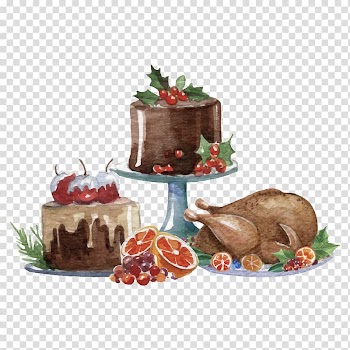 Wedding invitation Christmas dinner Food, chicken and fruit transparent background PNG clipart