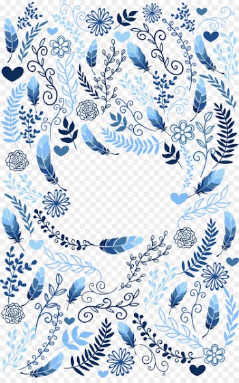 Wedding invitation Convite - Blue feather plants 