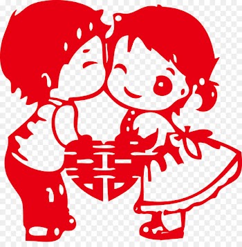 Wedding invitation Double Happiness Chinese marriage Papercutting - Child Double Happiness Wedding hi word vector 