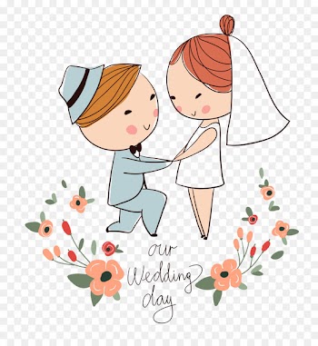 Wedding invitation Drawing - Hand drawn cartoon characters Wedding 