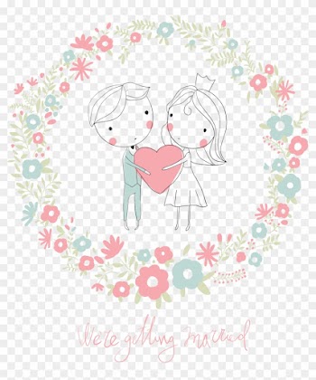 Wedding Invitation Drawing Illustration - Girl With Dog Art