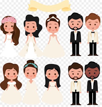 Wedding invitation Euclidean vector Bride Engagement Wedding dress - Cartoon bride and groom vector 