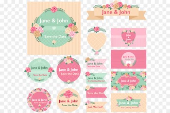 Wedding invitation Flower - 15 Vector floral wedding label 