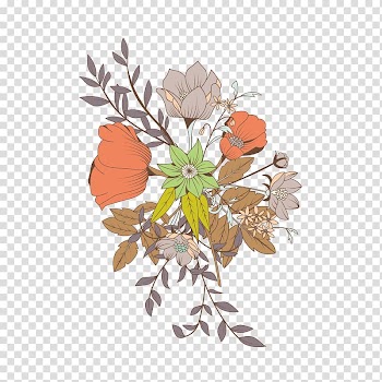 Wedding invitation Flower bouquet Drawing, Free hand-painted flowers transparent background PNG clipart