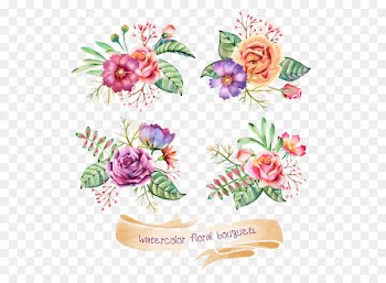Wedding invitation Flower bouquet Watercolor painting Clip art - Beautiful flowers plants ribbons 