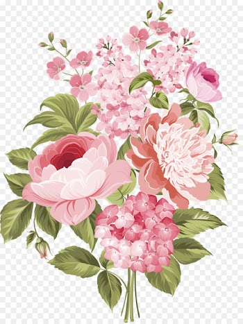 Wedding invitation Flower Drawing Illustration - Pink fresh flowers 