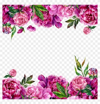 Wedding Invitation Flower Greeting Card Peony - Floral Border Pink Purple