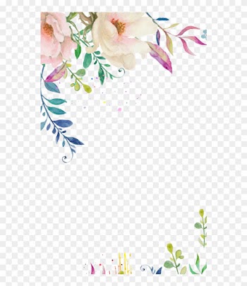 Wedding Invitation Flower Pink Watercolor Painting - Watercolor Flower Border Png