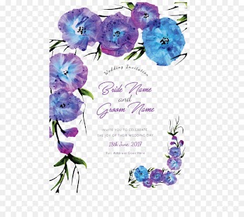 Wedding invitation Flower Purple Blue - Blue and purple morning glory 