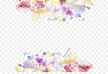 Wedding invitation Flower Template - Ink watercolor painted floral material 