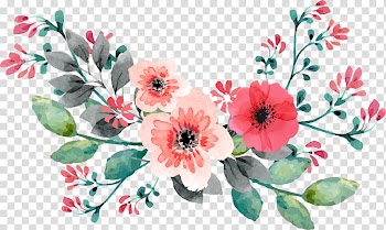 Wedding invitation Flower Watercolor painting, Red hand painted watercolor rose flower vine, pink and white petaled flower illustration transparent background PNG clipart