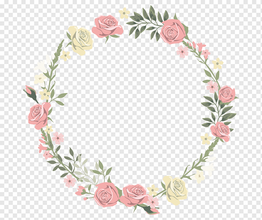 Wedding invitation frame Flower Watercolor painting, Rose decorative circular border, pink and yellow rose wreath, border, frame, flower Arranging png