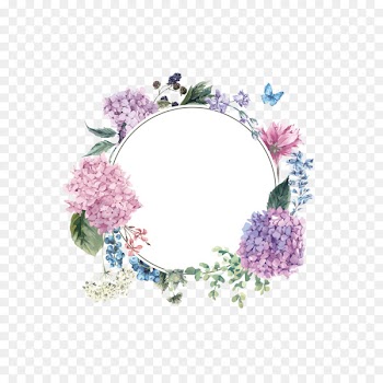 Wedding invitation French hydrangea Flower Watercolor painting - Wreath wrench vector download 