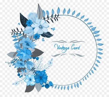 Wedding invitation Greeting card Thanksgiving Flower - Blue garland 